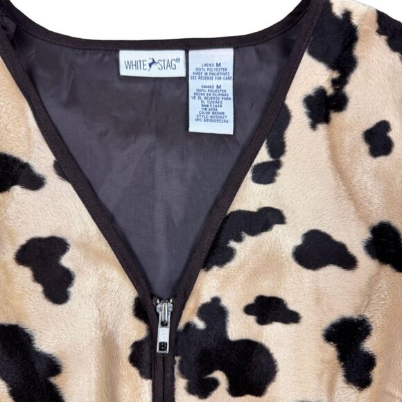 White Stag Cow Print Faux Fur Zip Vest Women’s Large - Picture 5 of 5